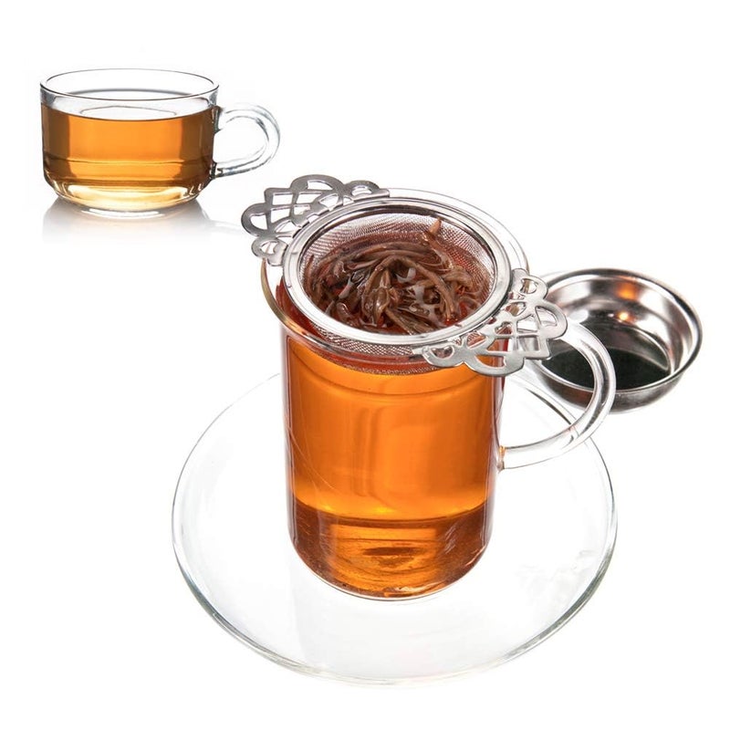 Vankcp 4 Set Tea Strainers with Drip Bowls, Loose Leaf Tea Strainers with Double Winged Handles Extra Fine Mesh Tea Infuser Brew Loose Leaf Tea, Spices, Seasonings - Image 2